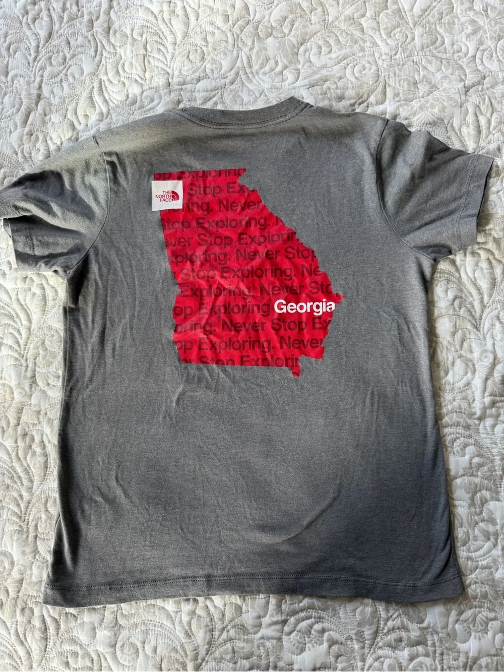 The North Face Gray Tee with Red Georgia Print - Picture 2 of 4